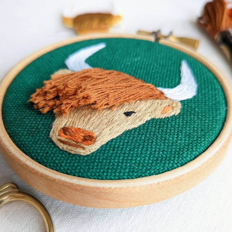 Highland Coo Embroidery Kit